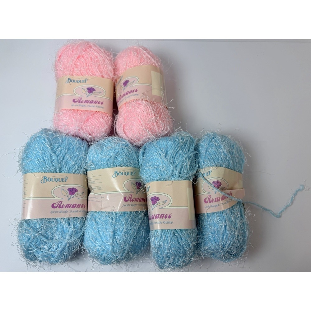 Spinrite Bouquet Romance Yarn 6 Skeins 170 Yd Pink Blue 75% Acrylic 25% Nylon‎